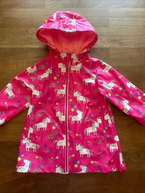 Wippette Pink Unicorn Raincoat with Rainbow Accents